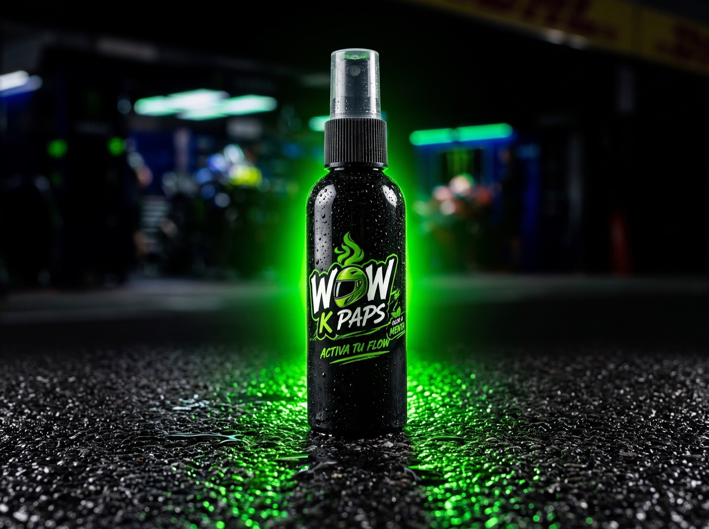 WOW K PAPS menta frente a tienda de motos